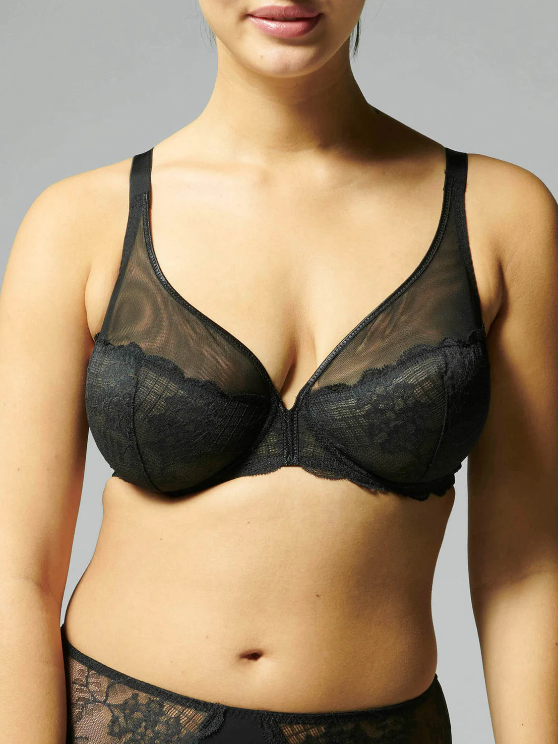 Full cup plunge bra - Black - Image 8