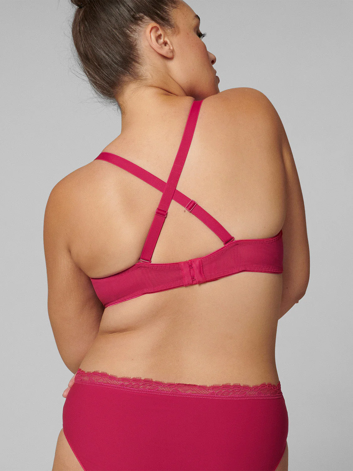 Full cup plunge bra - Raspberry - Image 13