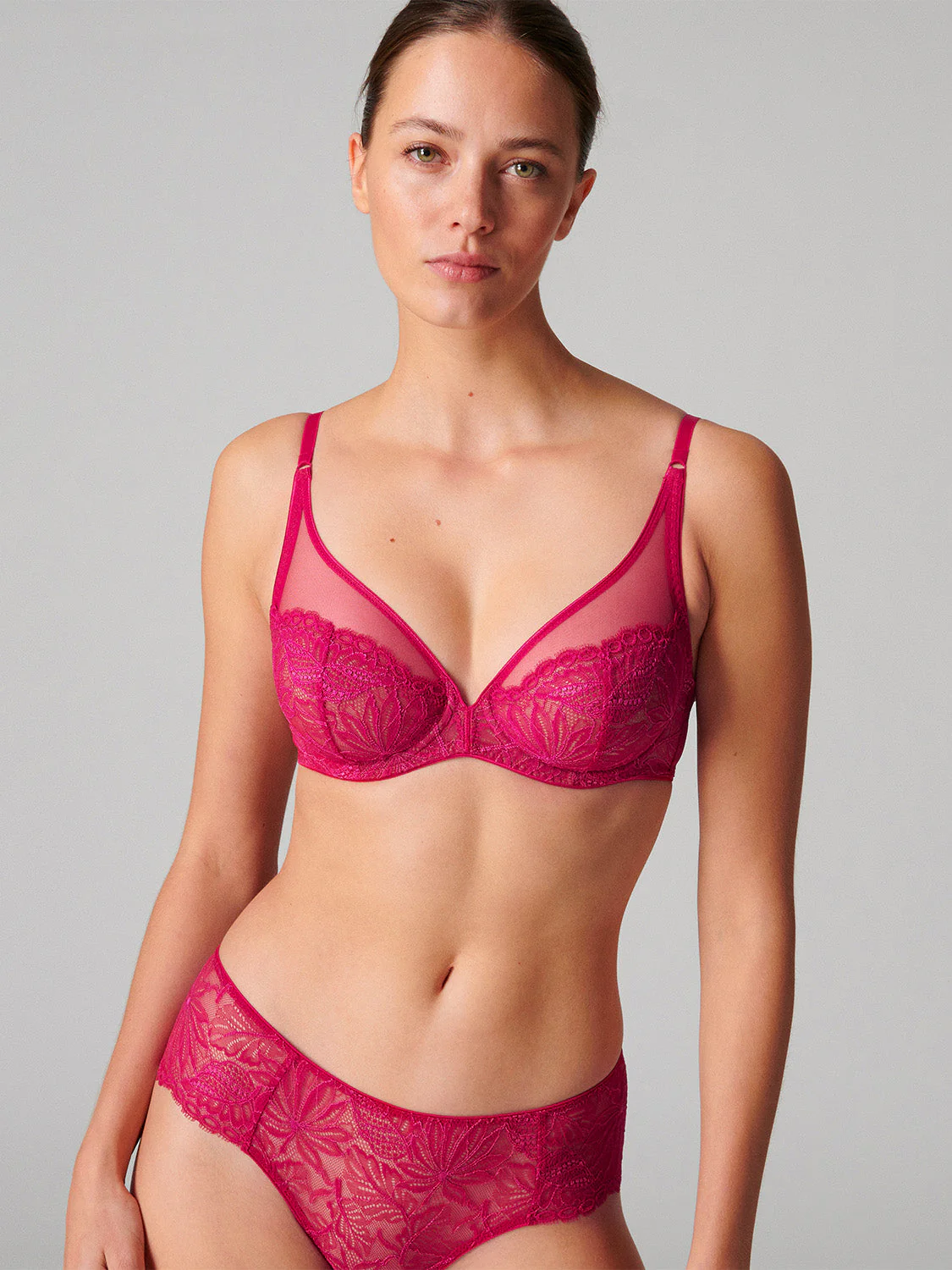 Full cup plunge bra - Raspberry - Image 3