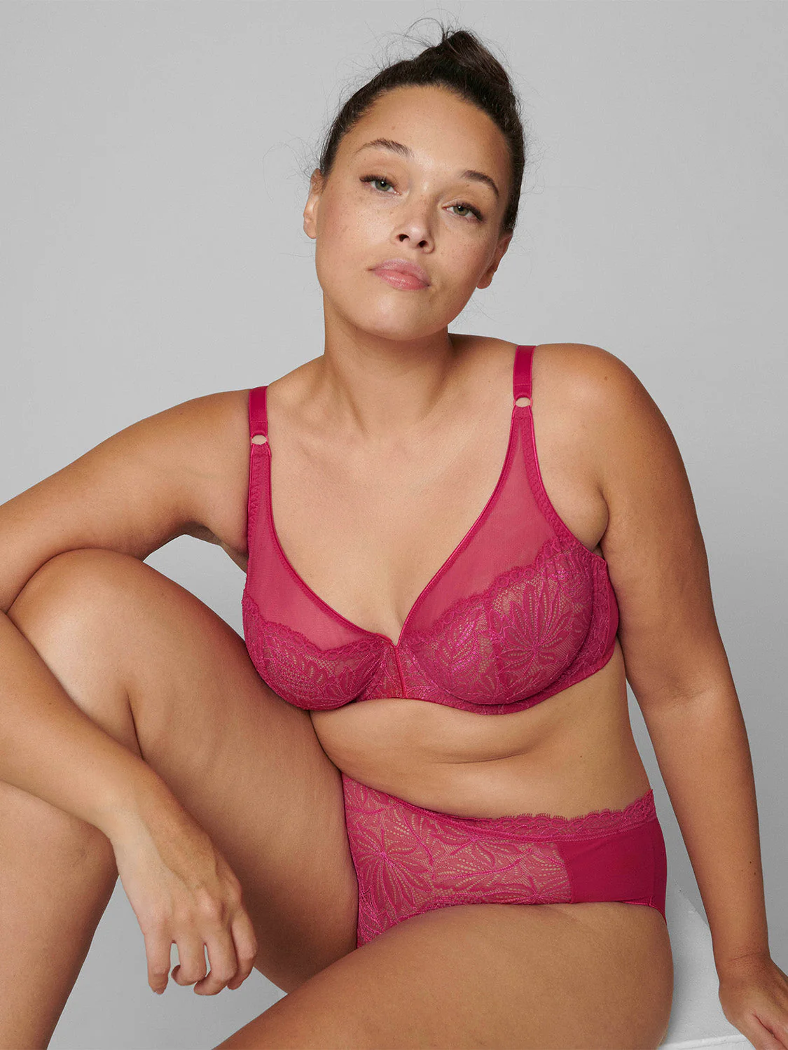 Full cup plunge bra - Raspberry - Image 7