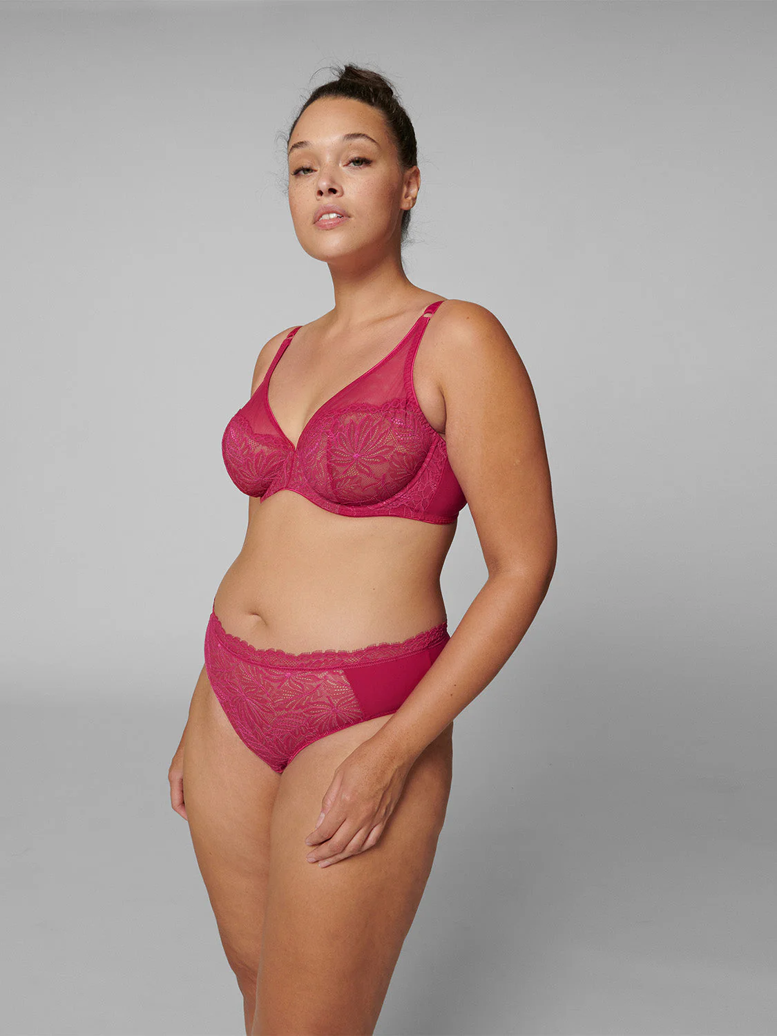 Full cup plunge bra - Raspberry - Image 8