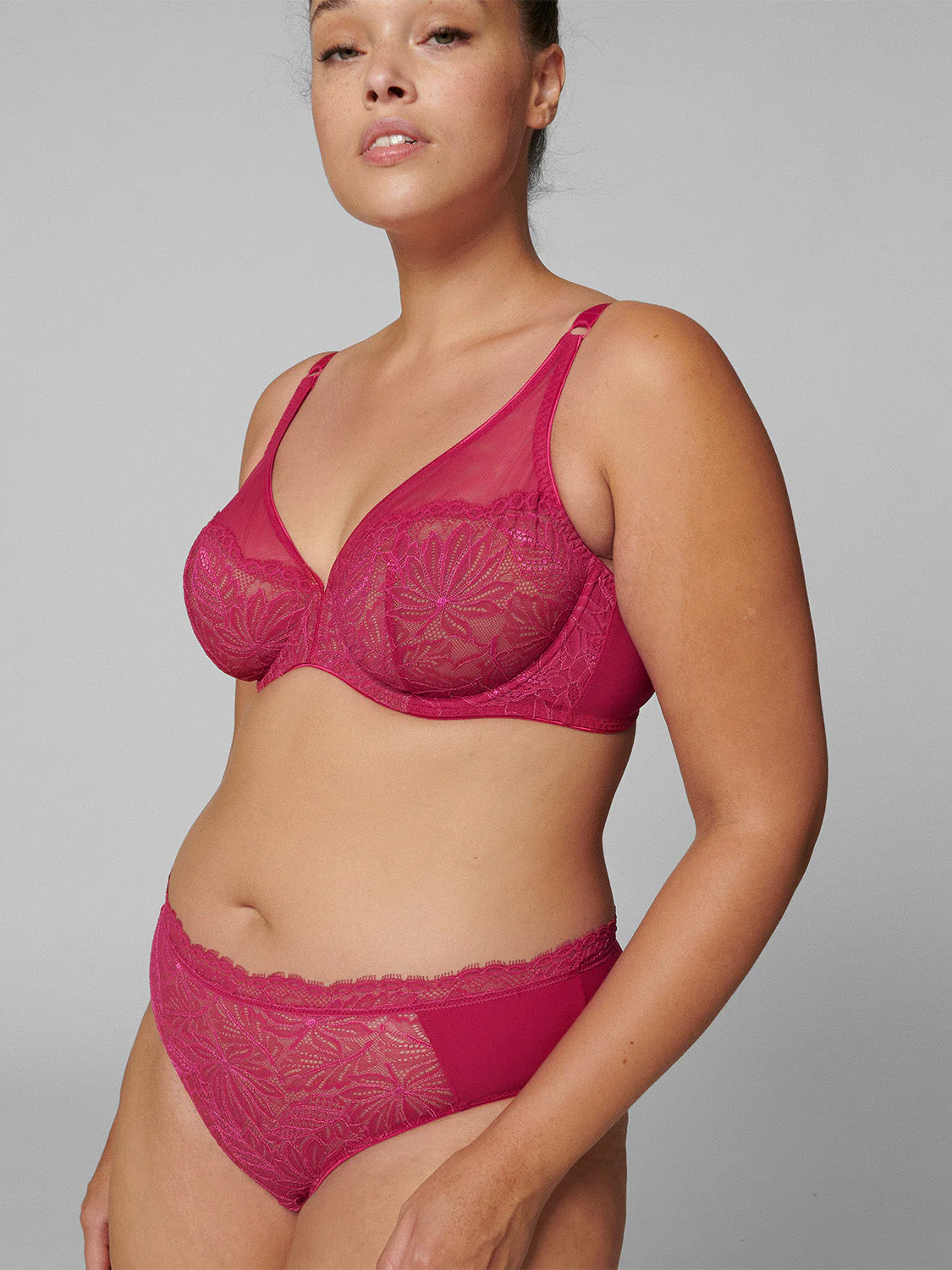 Full cup plunge bra - Raspberry - Image 9