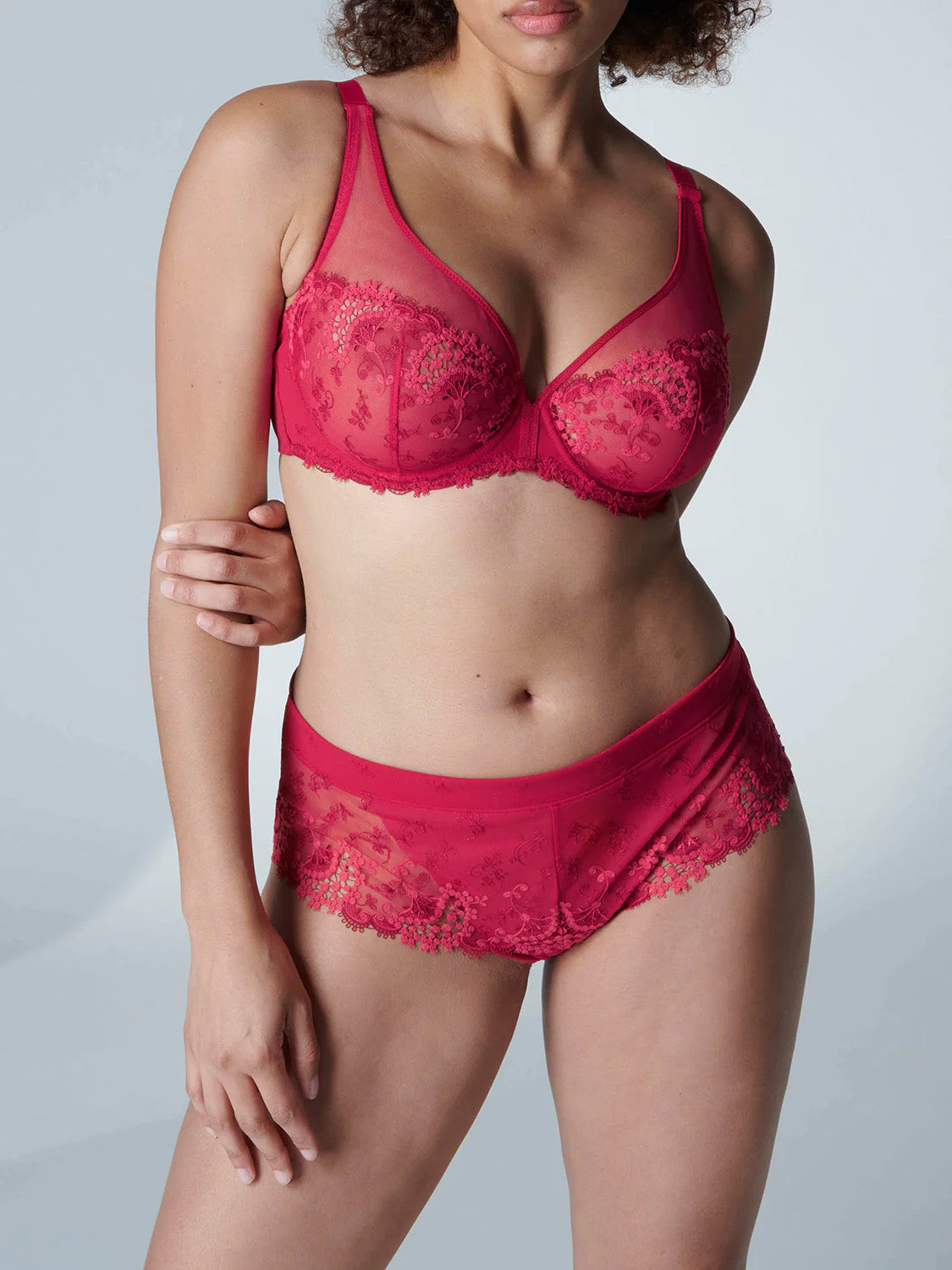 Full cup plunge bra - Ruby pink - Image 8