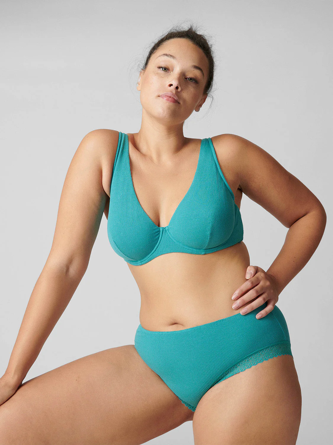 Full cup plunge bra - Saline Blue - Image 6