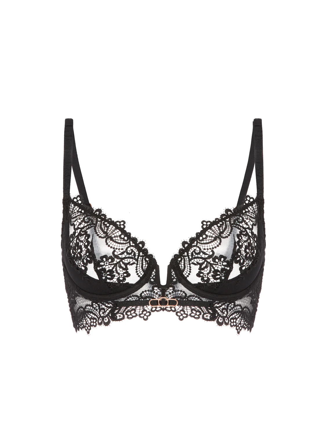 Half padded plunging underwired bra - Black - Image 11