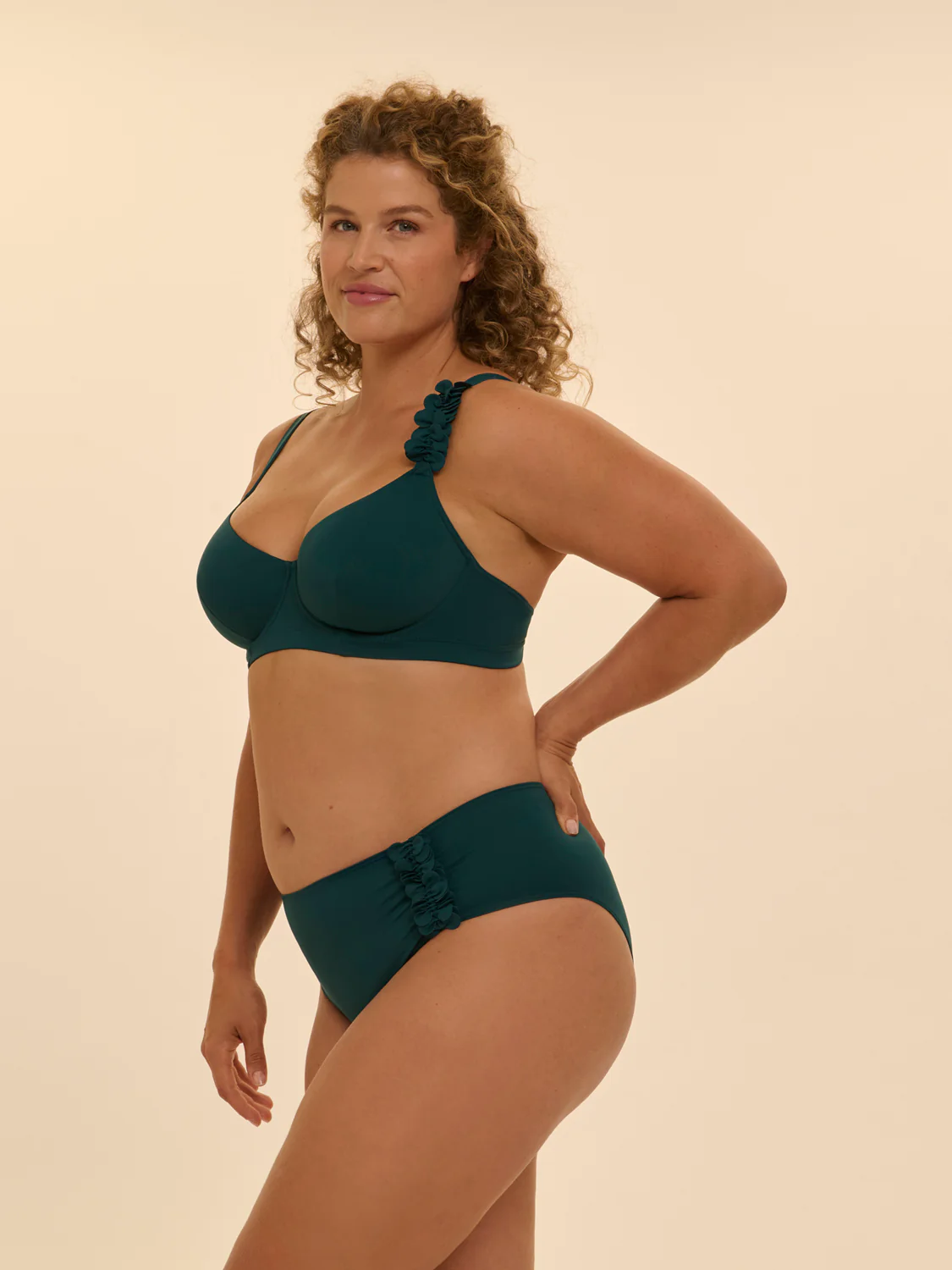 High-waist bikini brief - Emerald green - Image 9