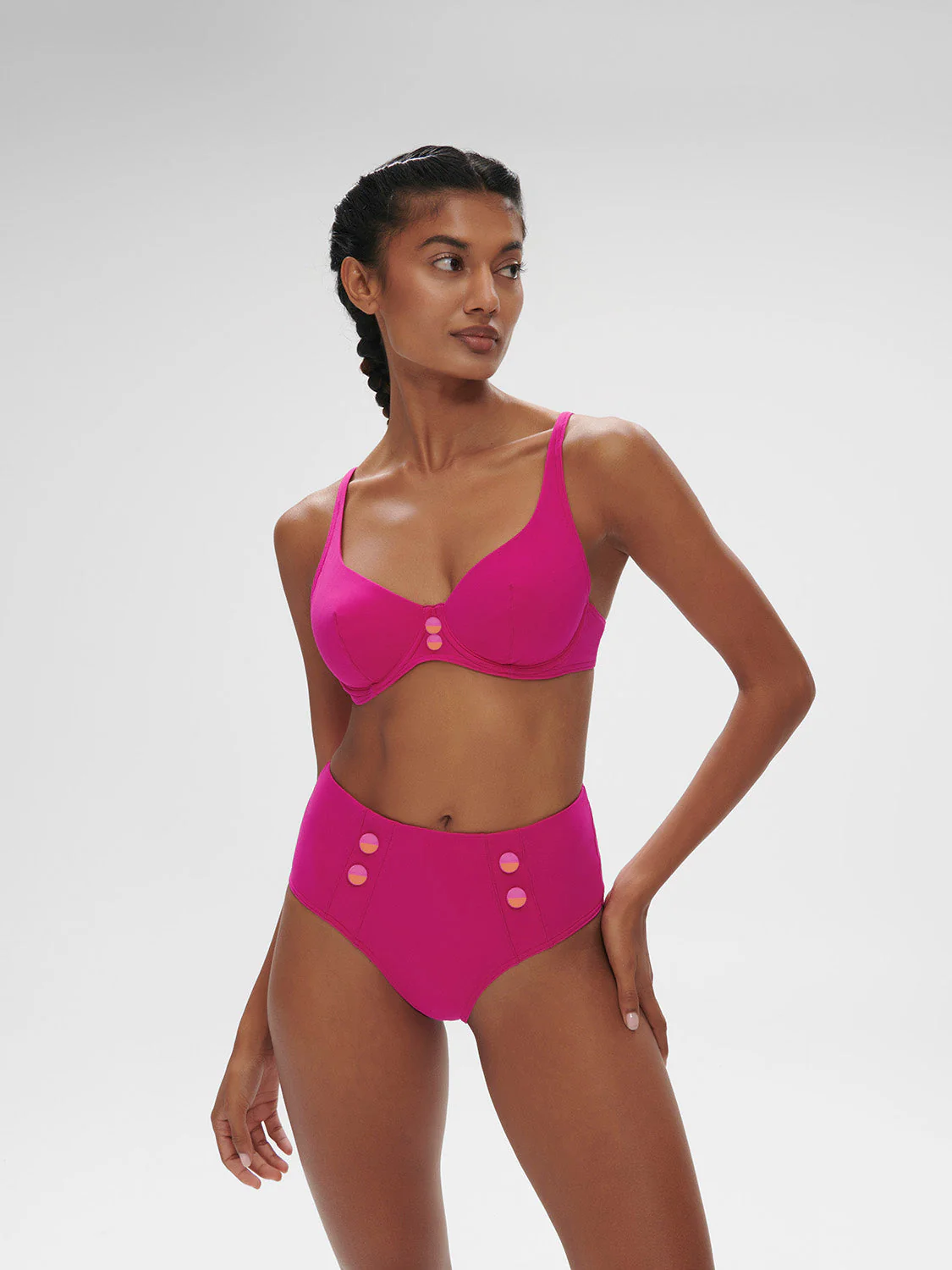 High-waist bikini brief - Hibiscus Pink - Image 3