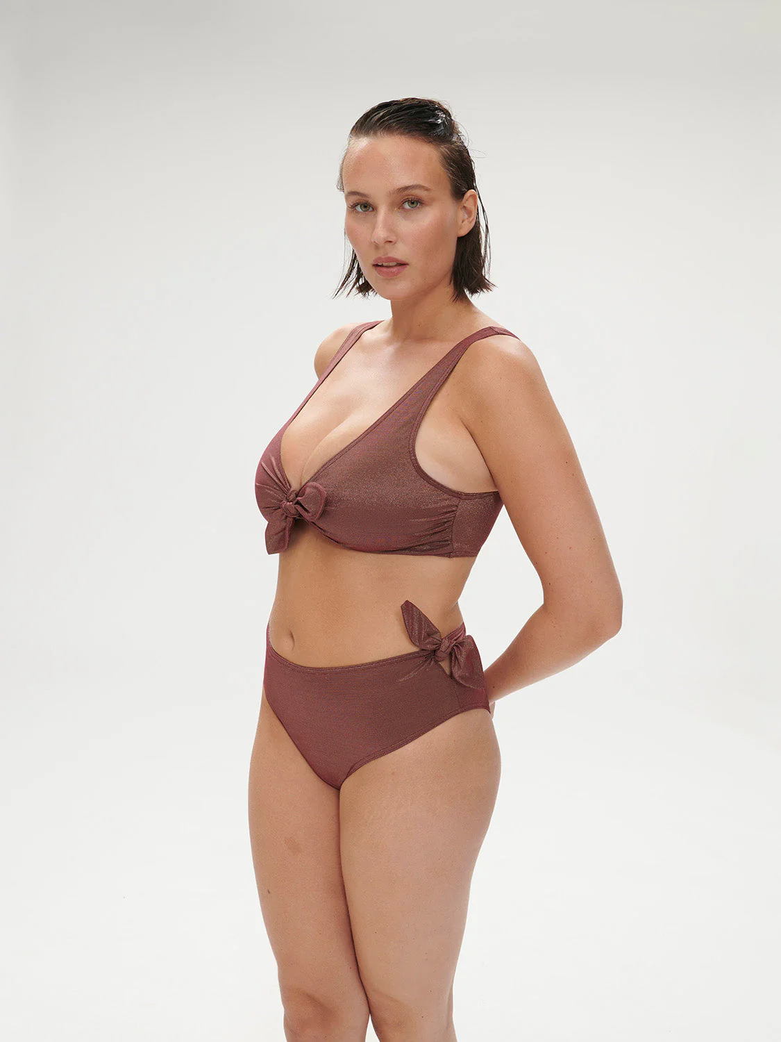 High-waist bikini brief - Lurex Dark Purple - Image 8