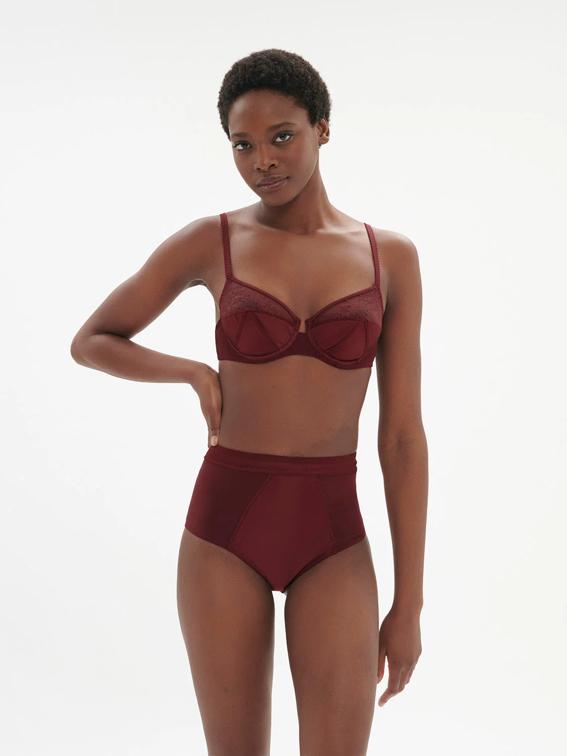 High-waist brief - Dark Red - Image 3