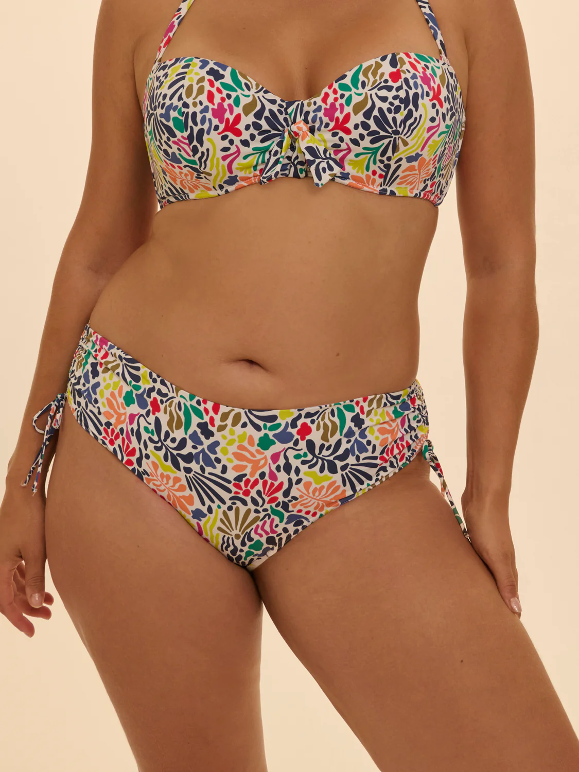 High-waist retro bikini brief - Tropico white print - Image 8
