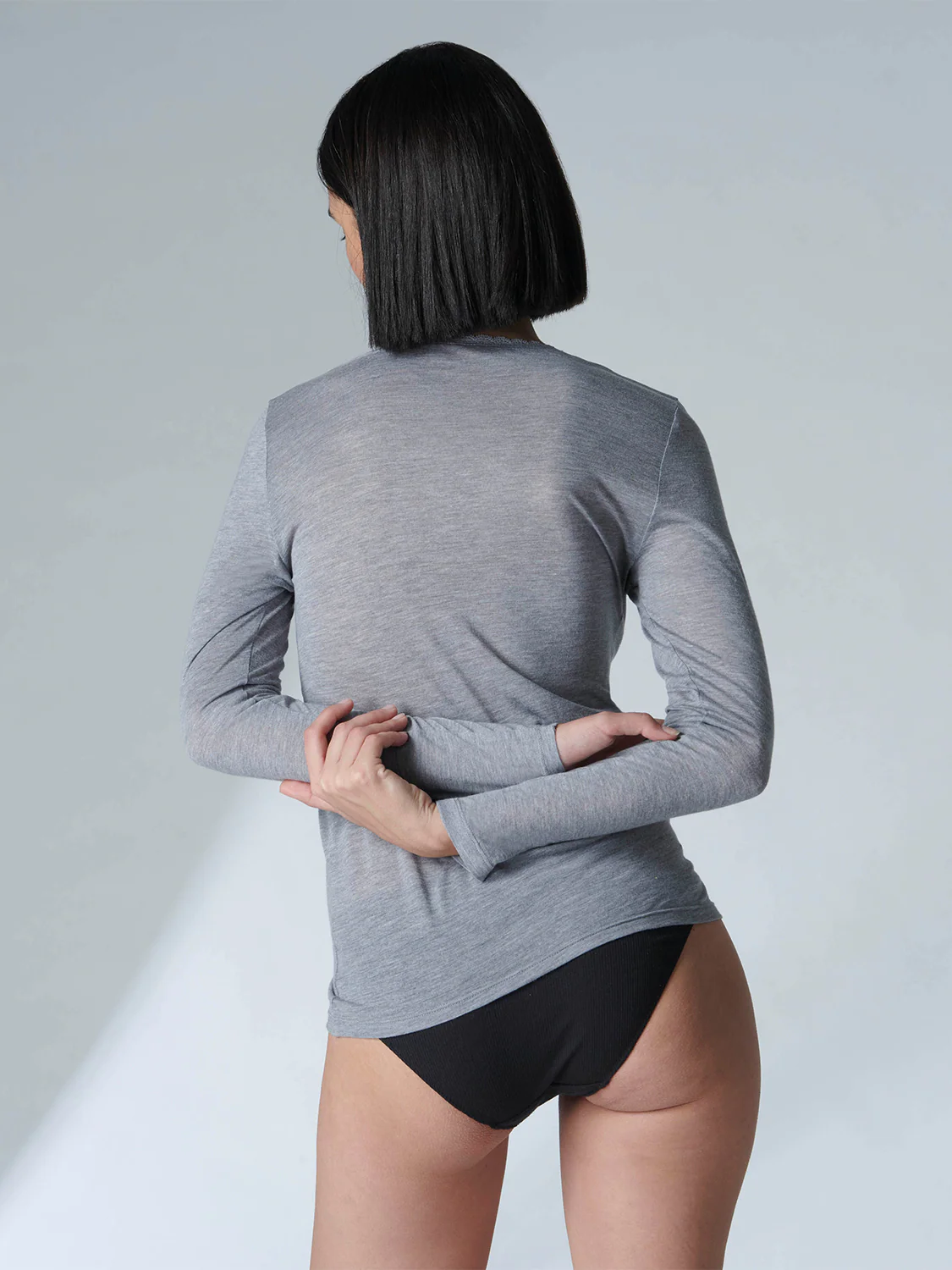 Long sleeves Top - Mottled grey - Image 4