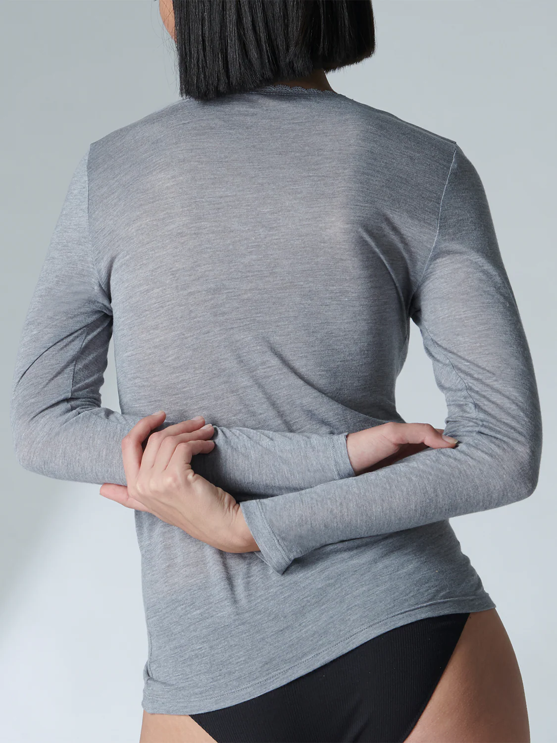 Long sleeves Top - Mottled grey - Image 5