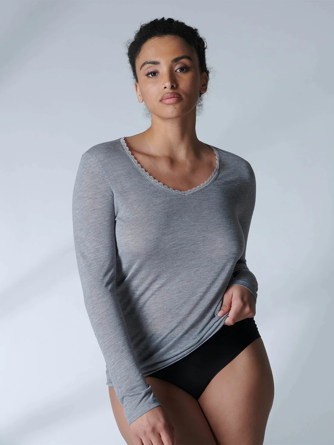 Long sleeves Top - Mottled grey - Image 6