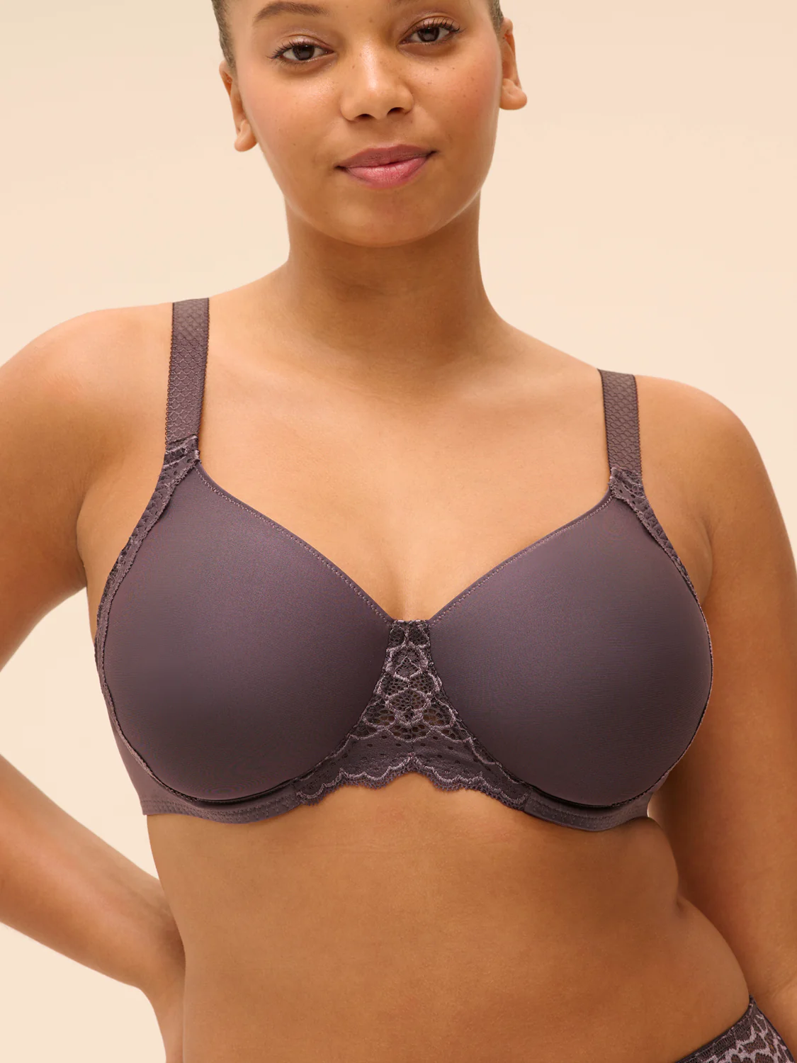 Moulded rigid underwired bra - Graphite Grey - Image 2