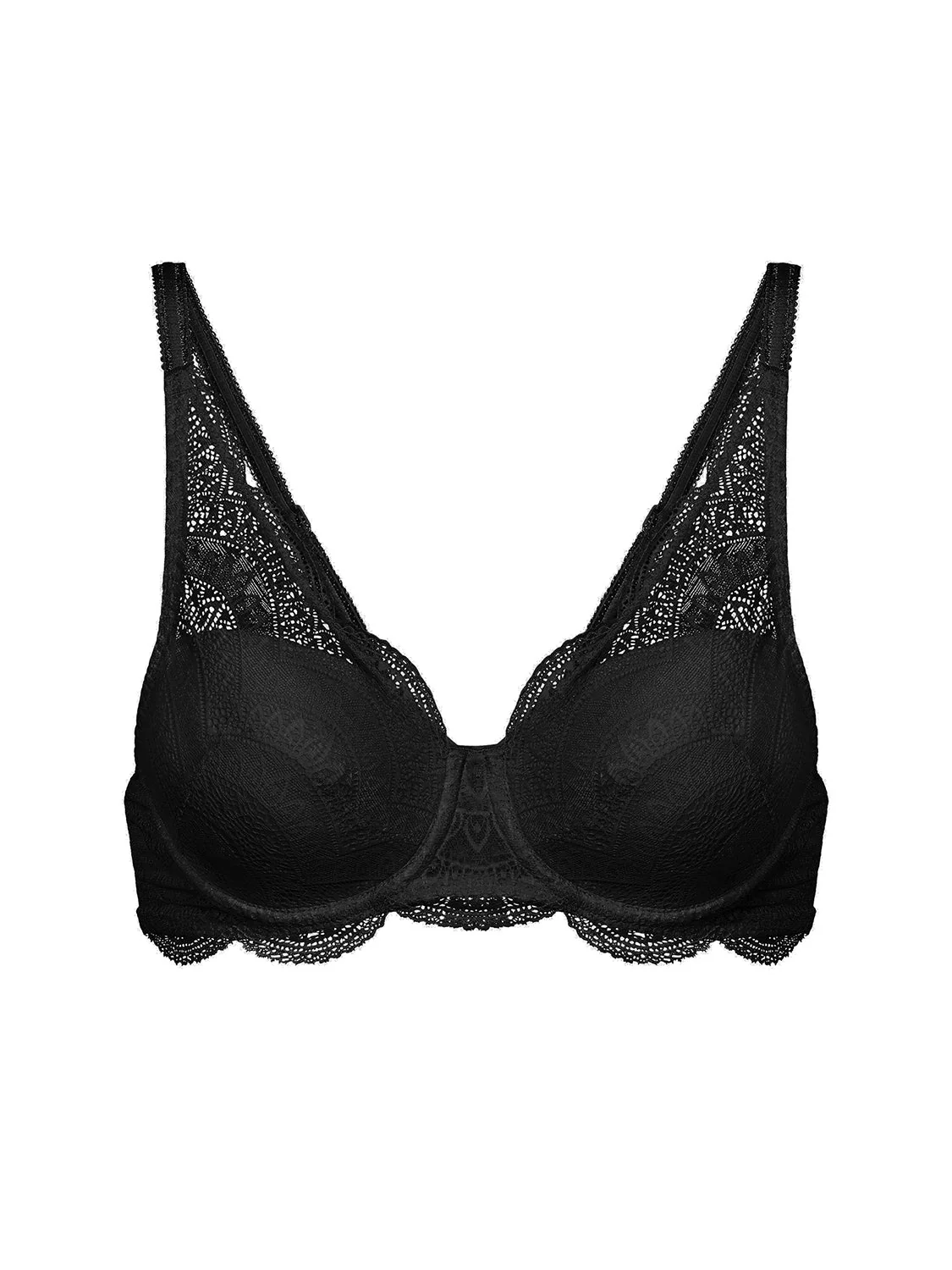 Squared neckline spacer bra - Black - Image 4