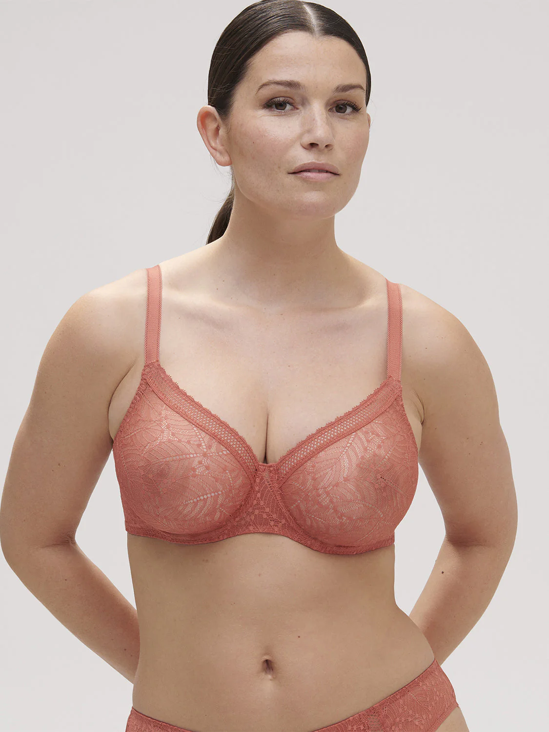 Plunging moulded underwired bra - Texas Pink - Image 8