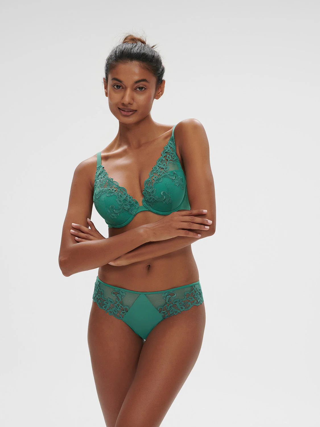 Plunging push-up bra - Garden Green - Image 3