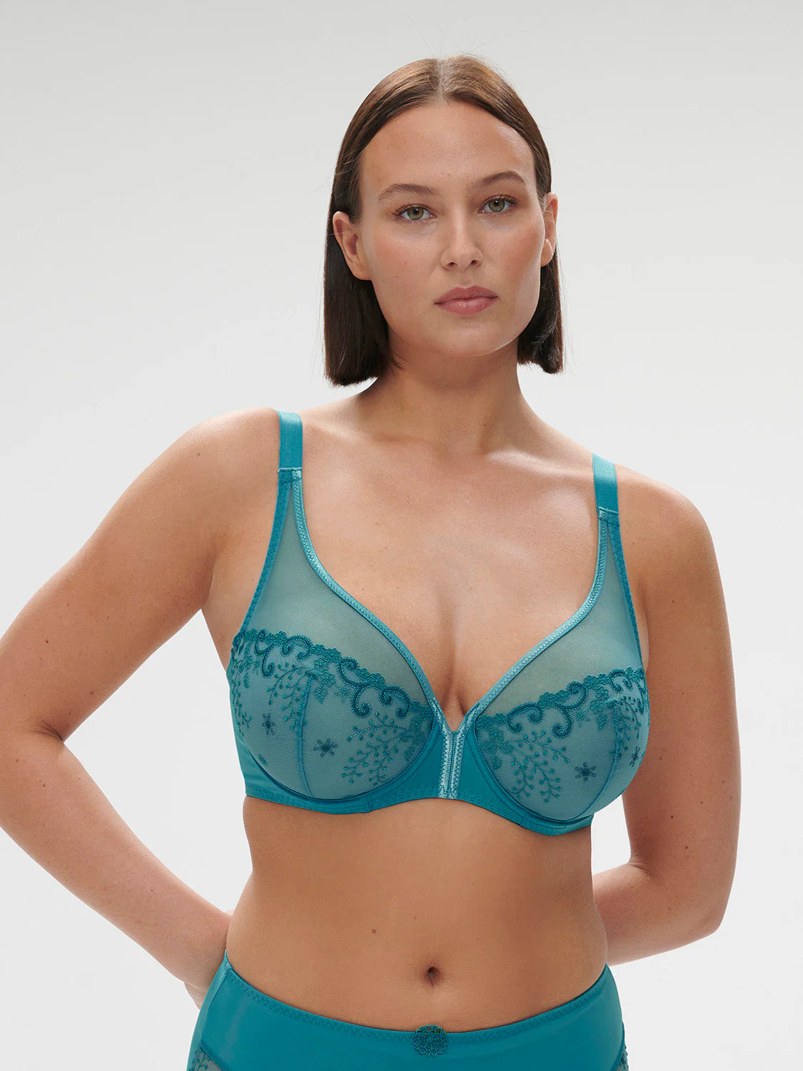 Plunging underwired bra - Atoll Blue - Image 7