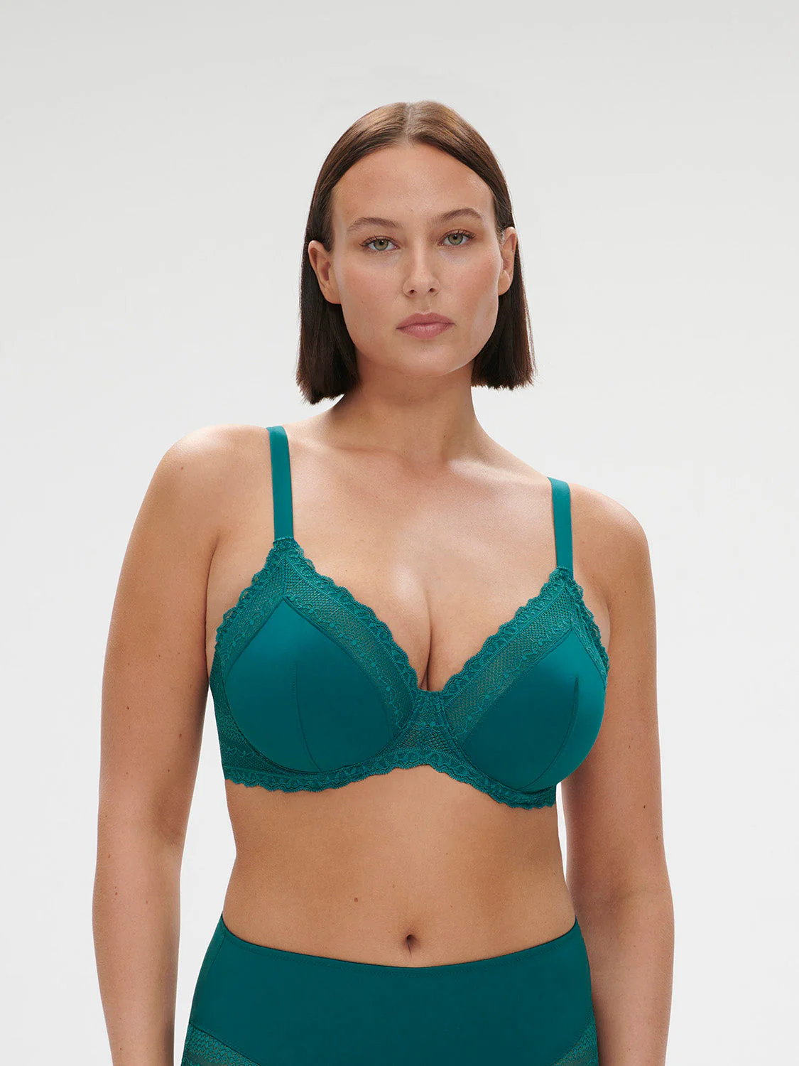 Plunging underwired bra - BLUE - Image 9