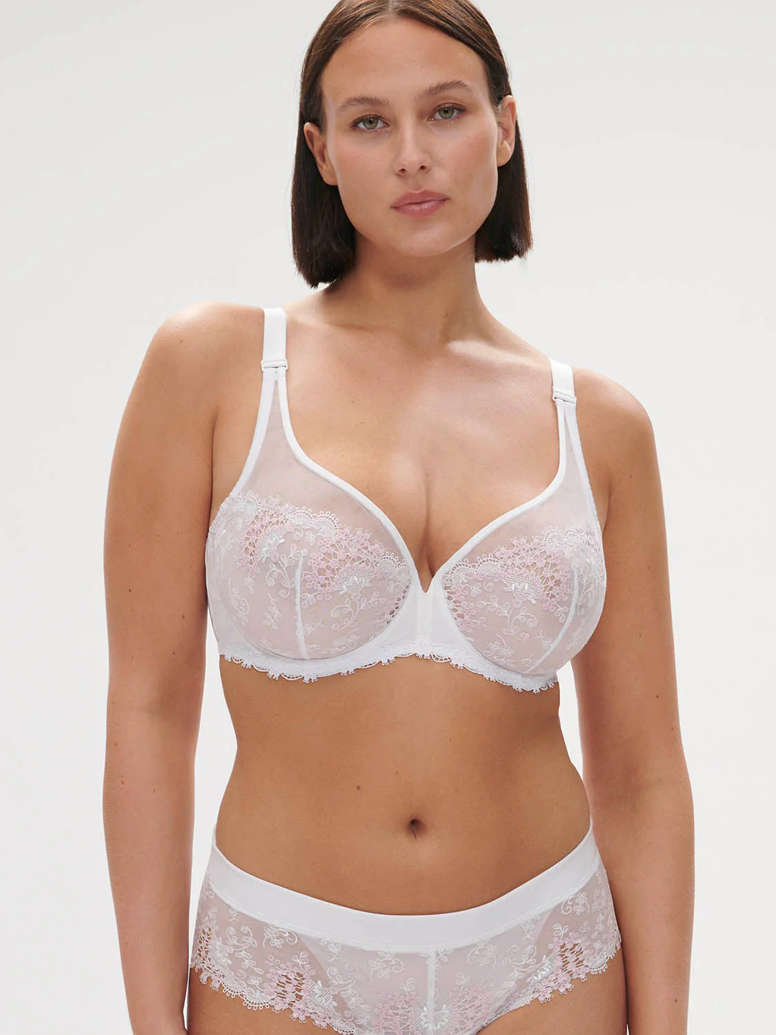 Plunging underwired bra - Cristal White - Image 9