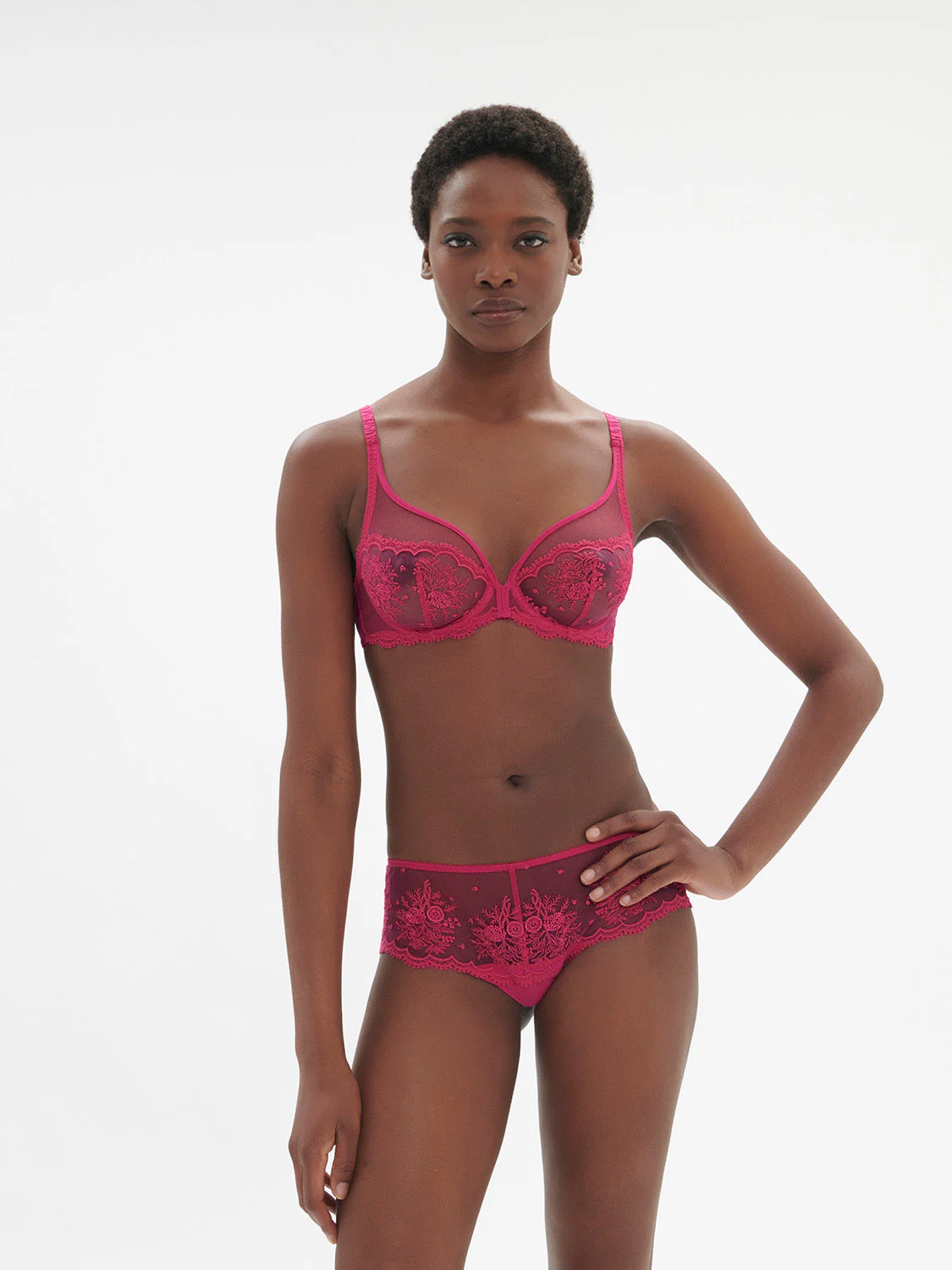 Plunging underwired bra - Disco pink - Image 4