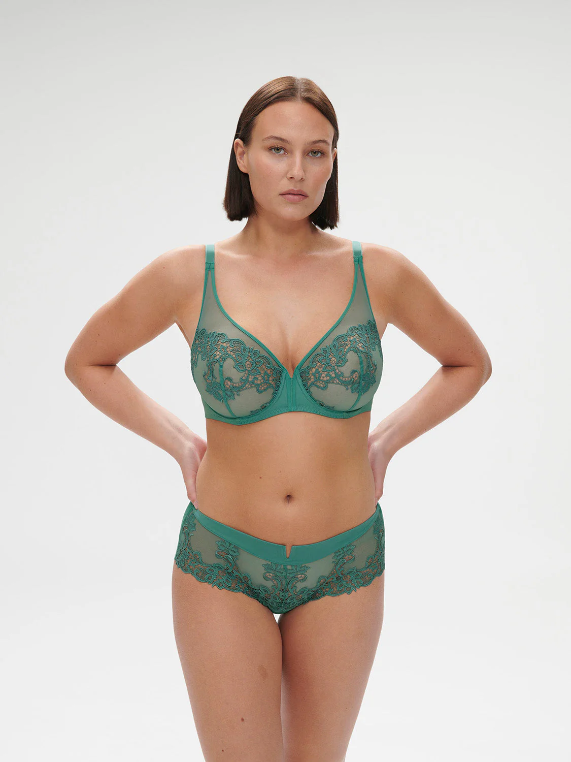 Plunging underwired bra - Garden Green - Image 8