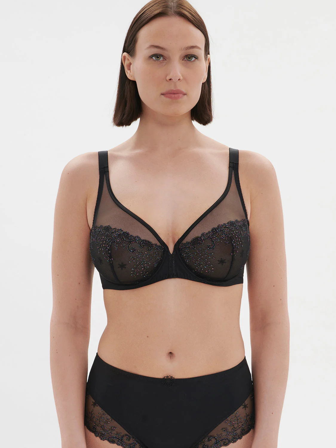Plunging underwired bra - Gem Black - Image 5