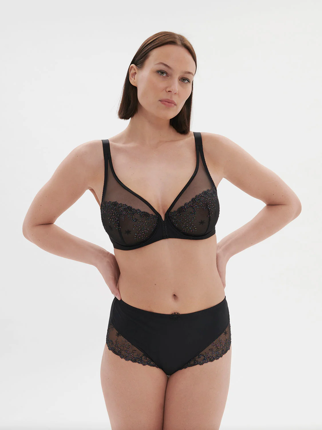 Plunging underwired bra - Gem Black - Image 8