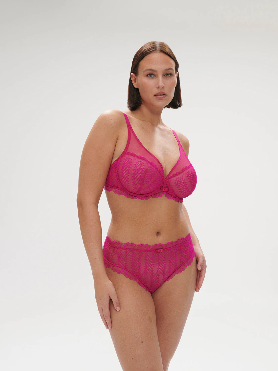 Plunging underwired bra - Hibiscus Pink - Image 12