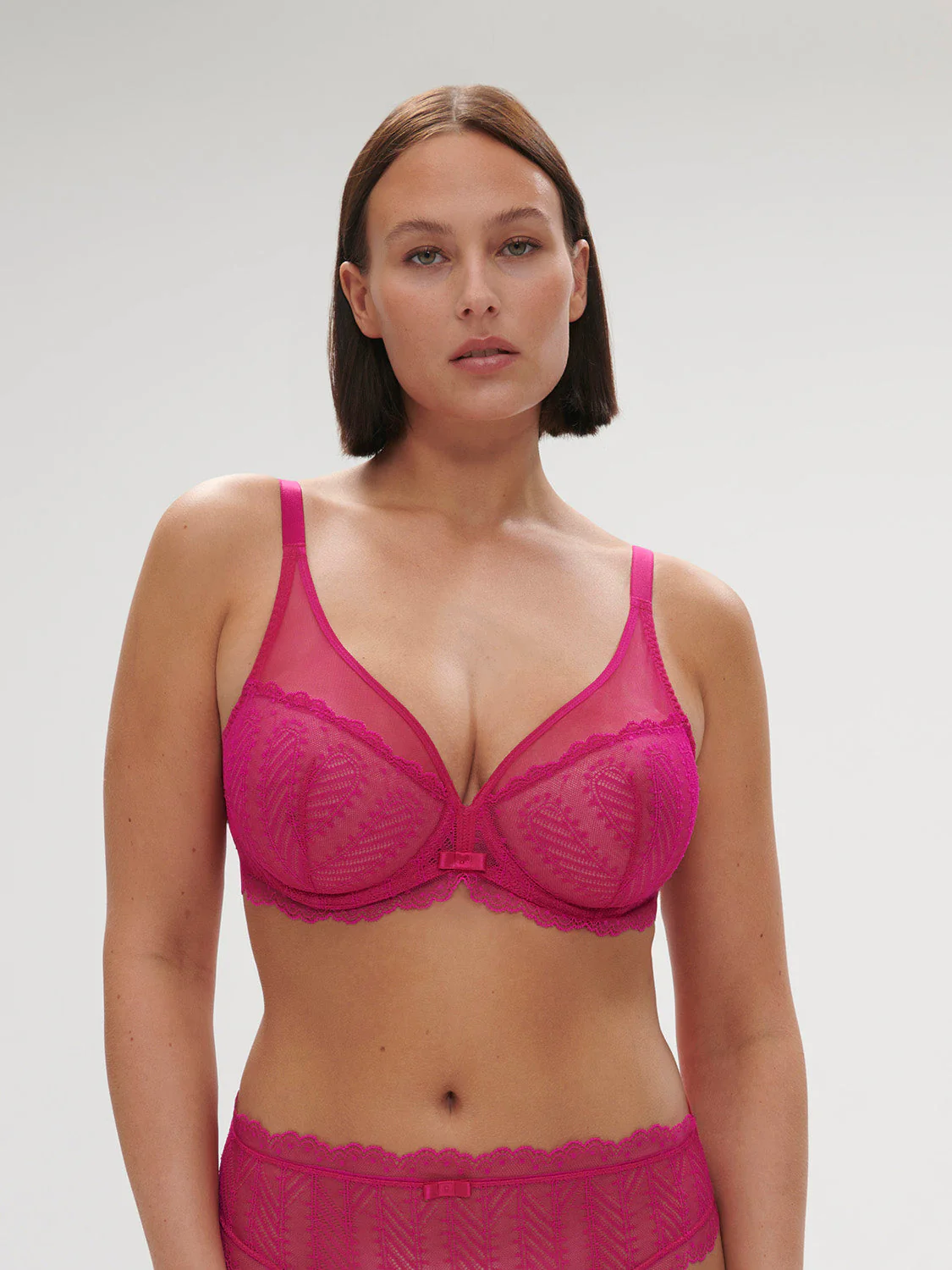 Plunging underwired bra - Hibiscus Pink - Image 9