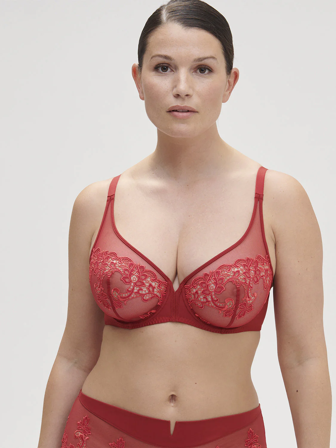 Plunging underwired bra - Lipstick - Image 7