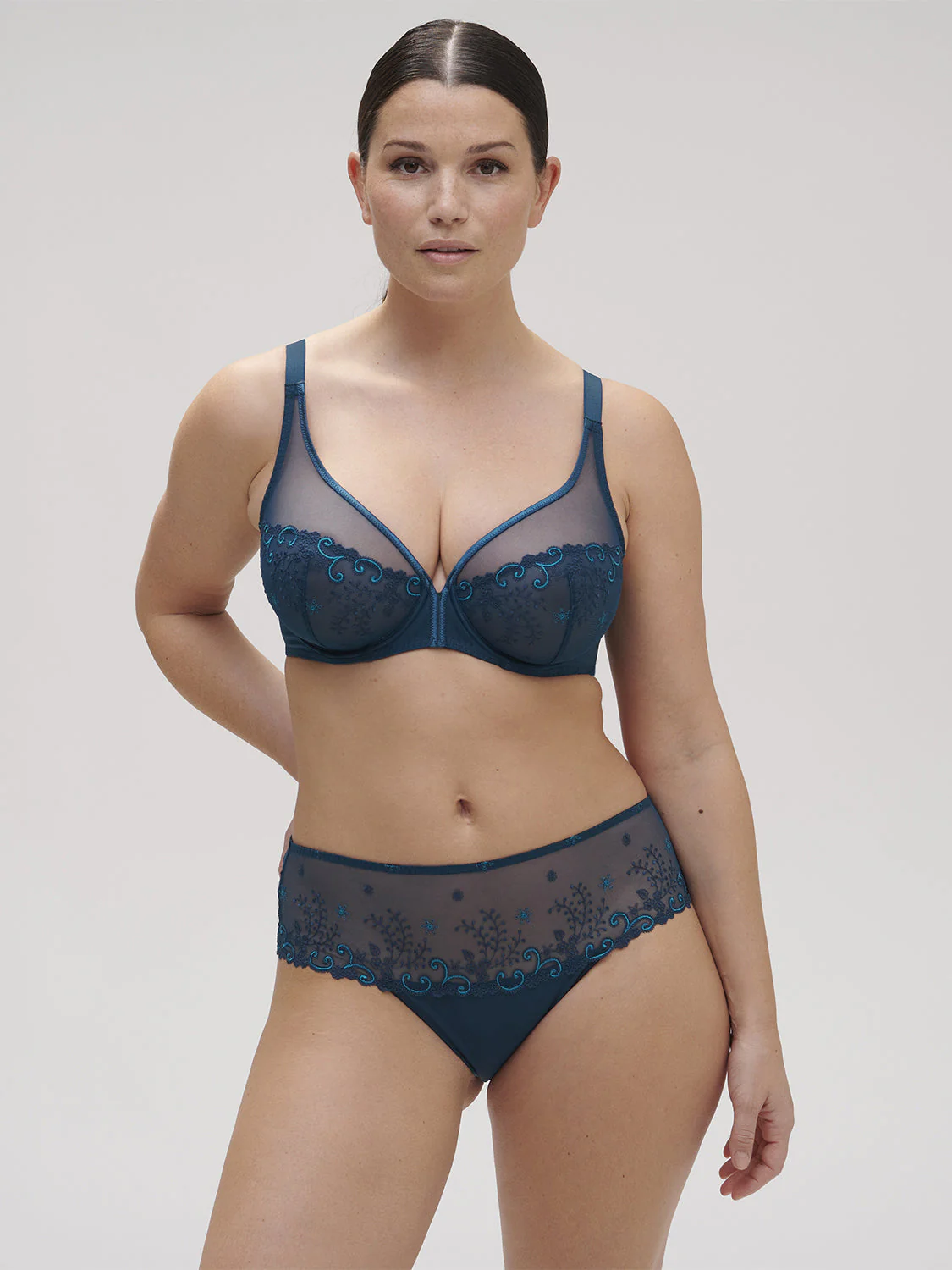Plunging underwired bra - Prestige Blue - Image 11