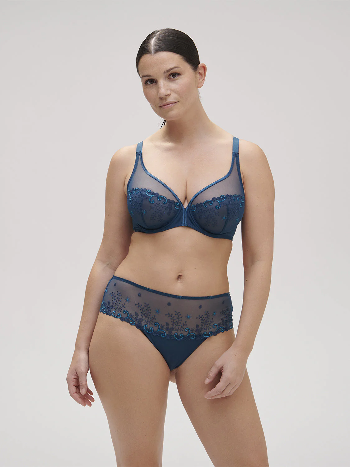 Plunging underwired bra - Prestige Blue - Image 9