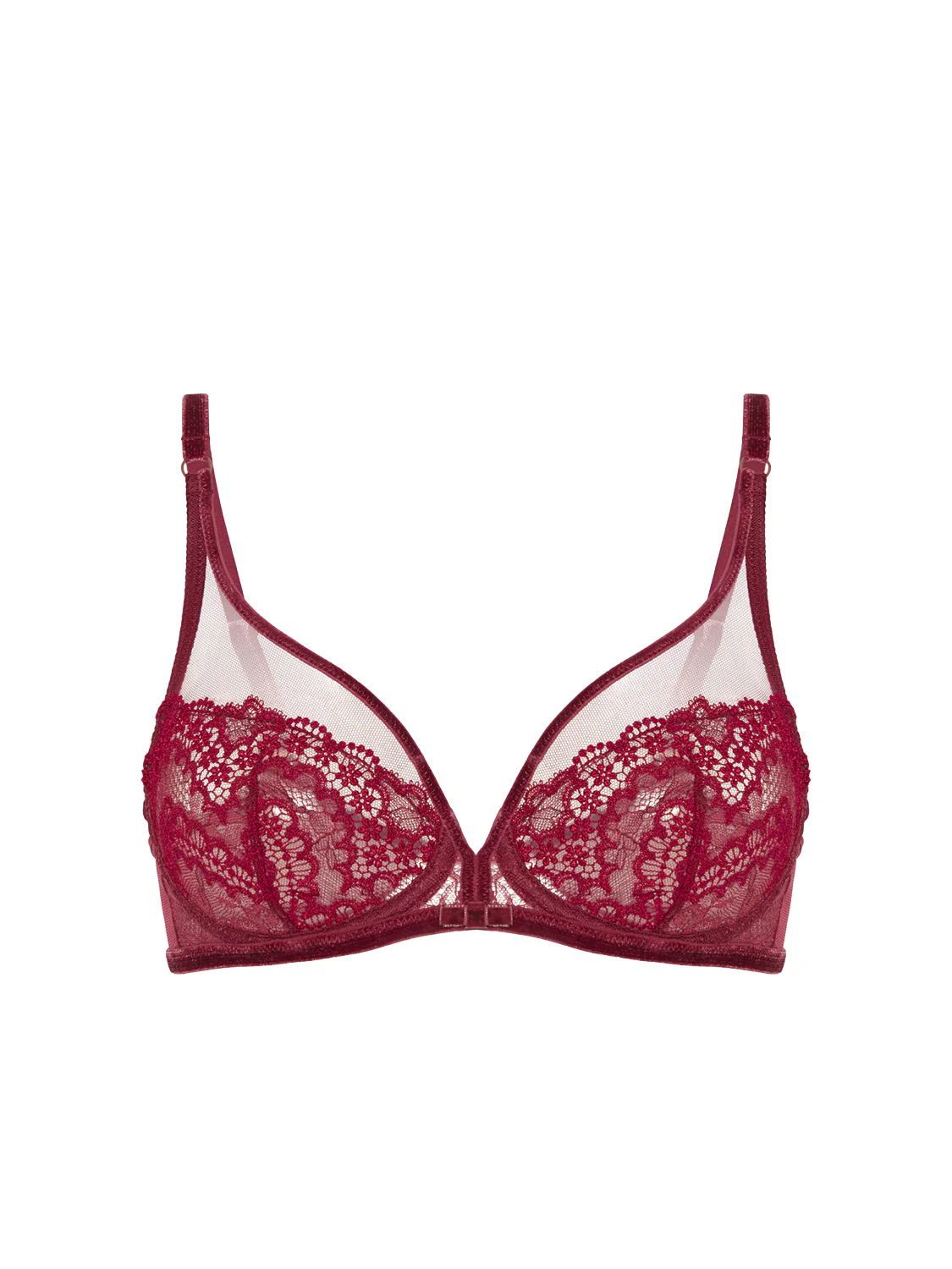 Plunging underwired bra - Spinel Red - Image 10
