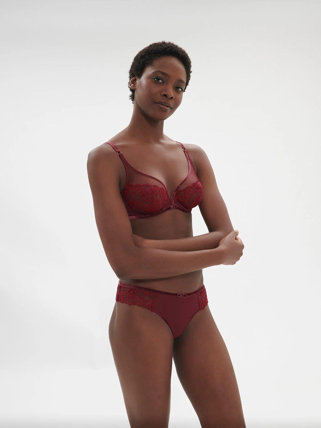 Plunging underwired bra - Spinel Red - Image 5
