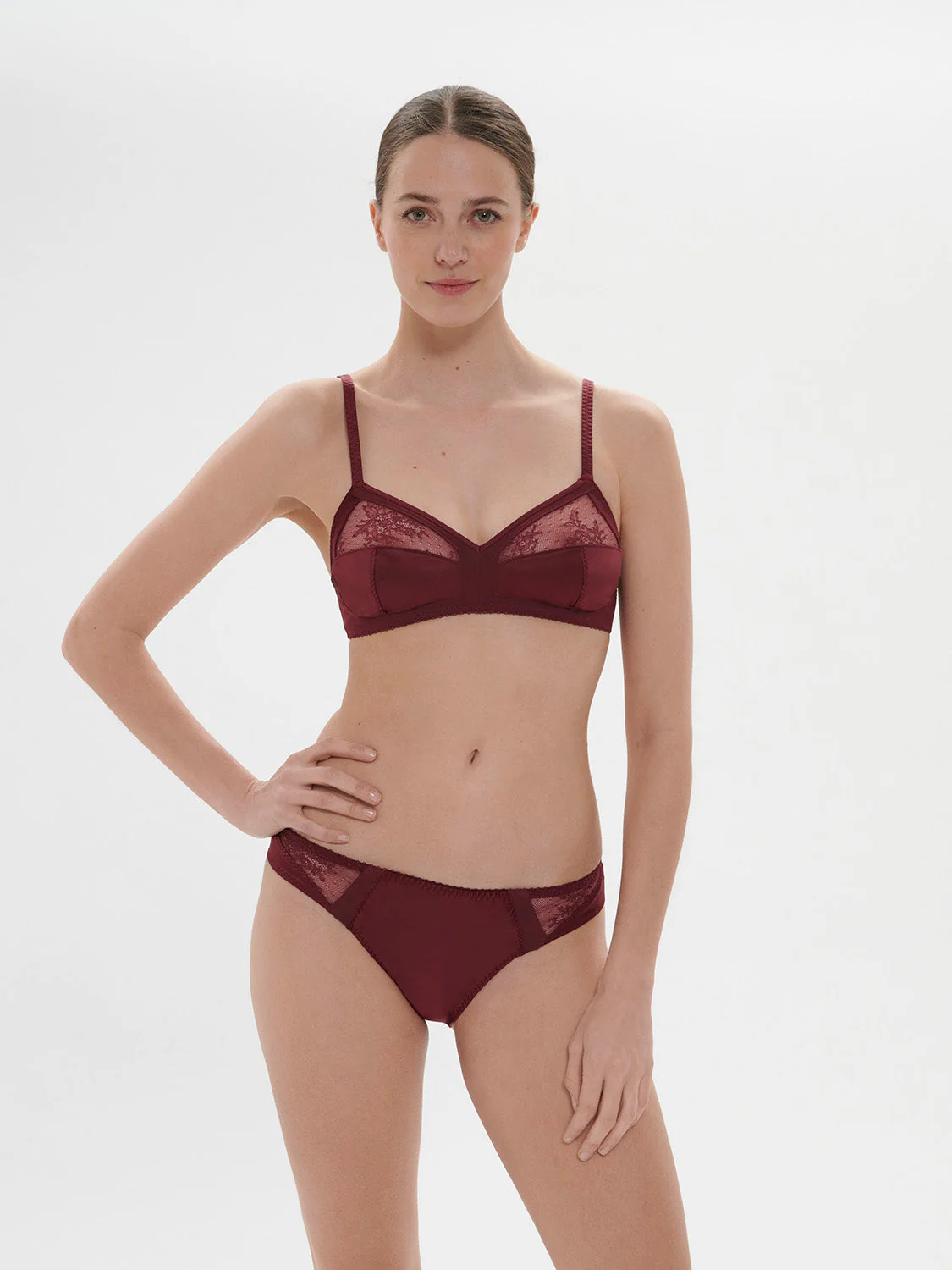 Soft cup triangle bra - Dark Red - Image 4