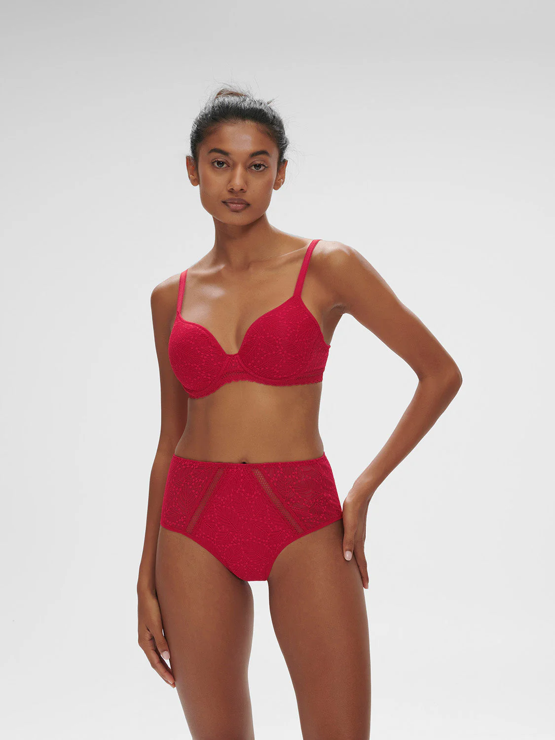 Spacer plunge bra - Ruby pink - Image 4