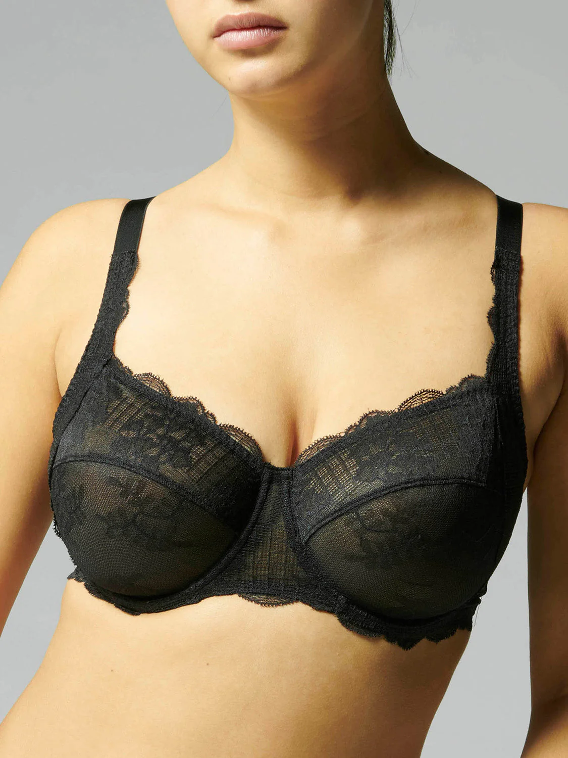 Squared neckline full cup bra - Black - Image 3