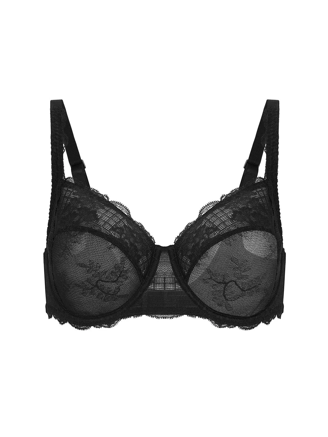Squared neckline full cup bra - Black - Image 6