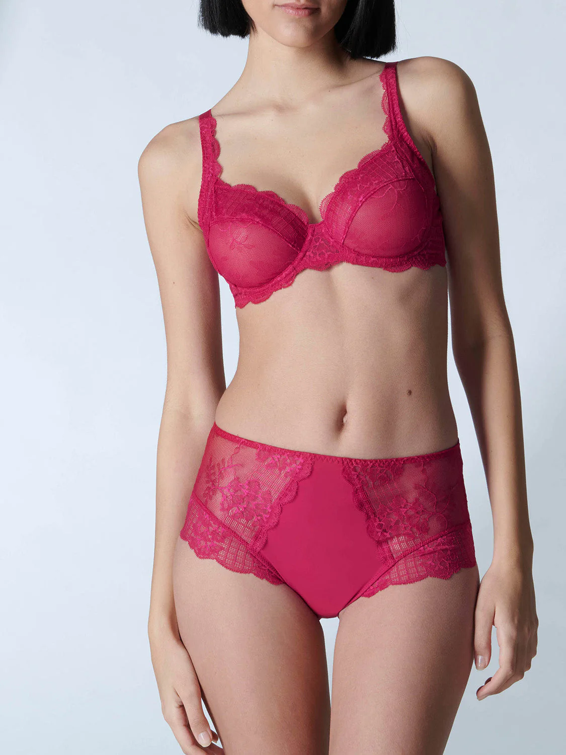 Squared neckline full cup bra - Cranberry - Image 2