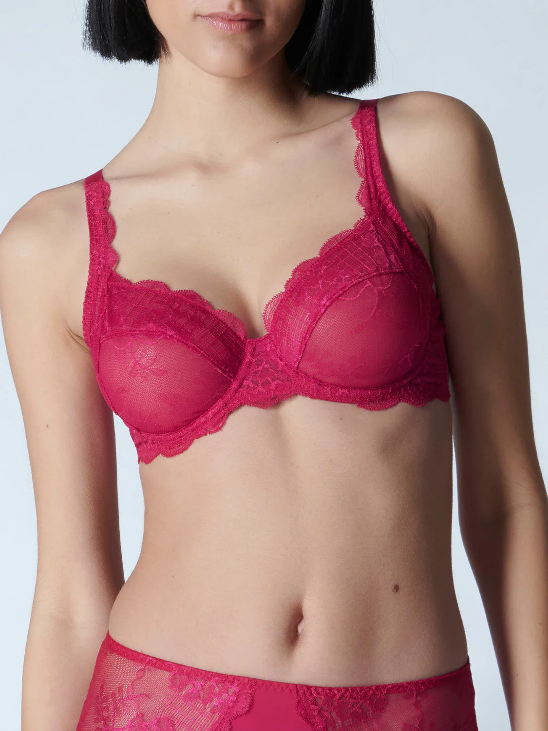 Squared neckline full cup bra - Cranberry - Image 3