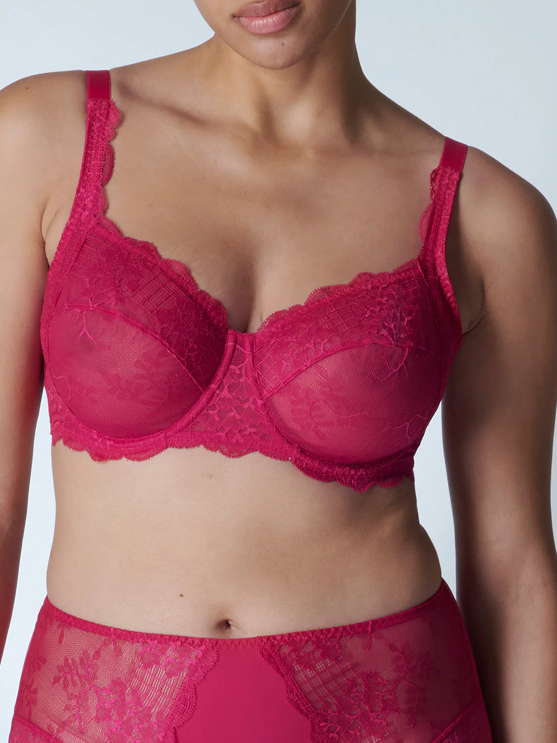 Squared neckline full cup bra - Cranberry - Image 8