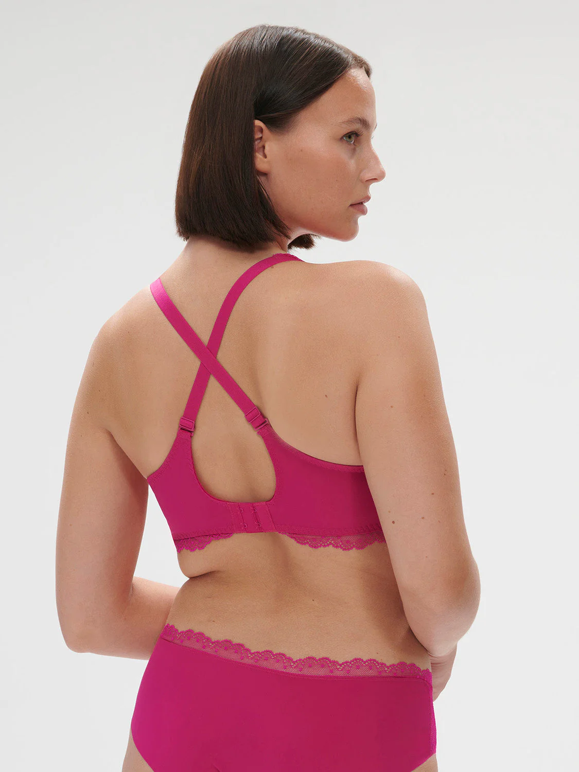 Squared neckline full cup bra - Hibiscus Pink - Image 3