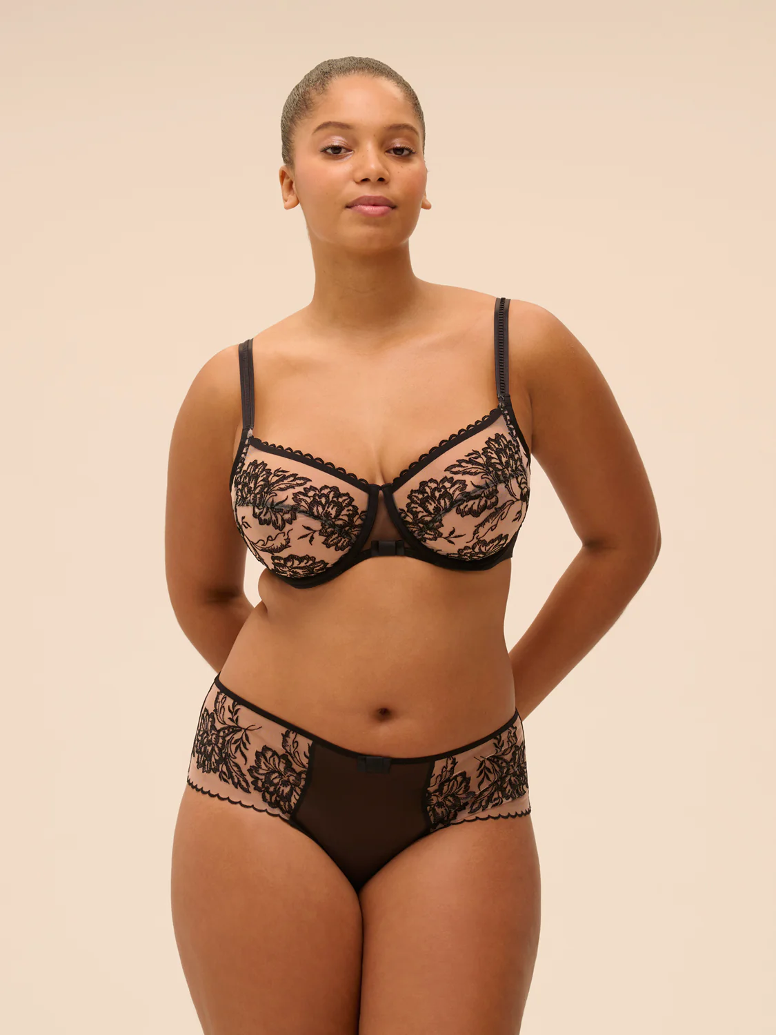 Squared neckline full cup bra - Light Tatoo - Image 4