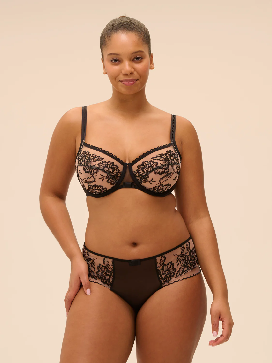 Squared neckline full cup bra - Light Tatoo - Image 5