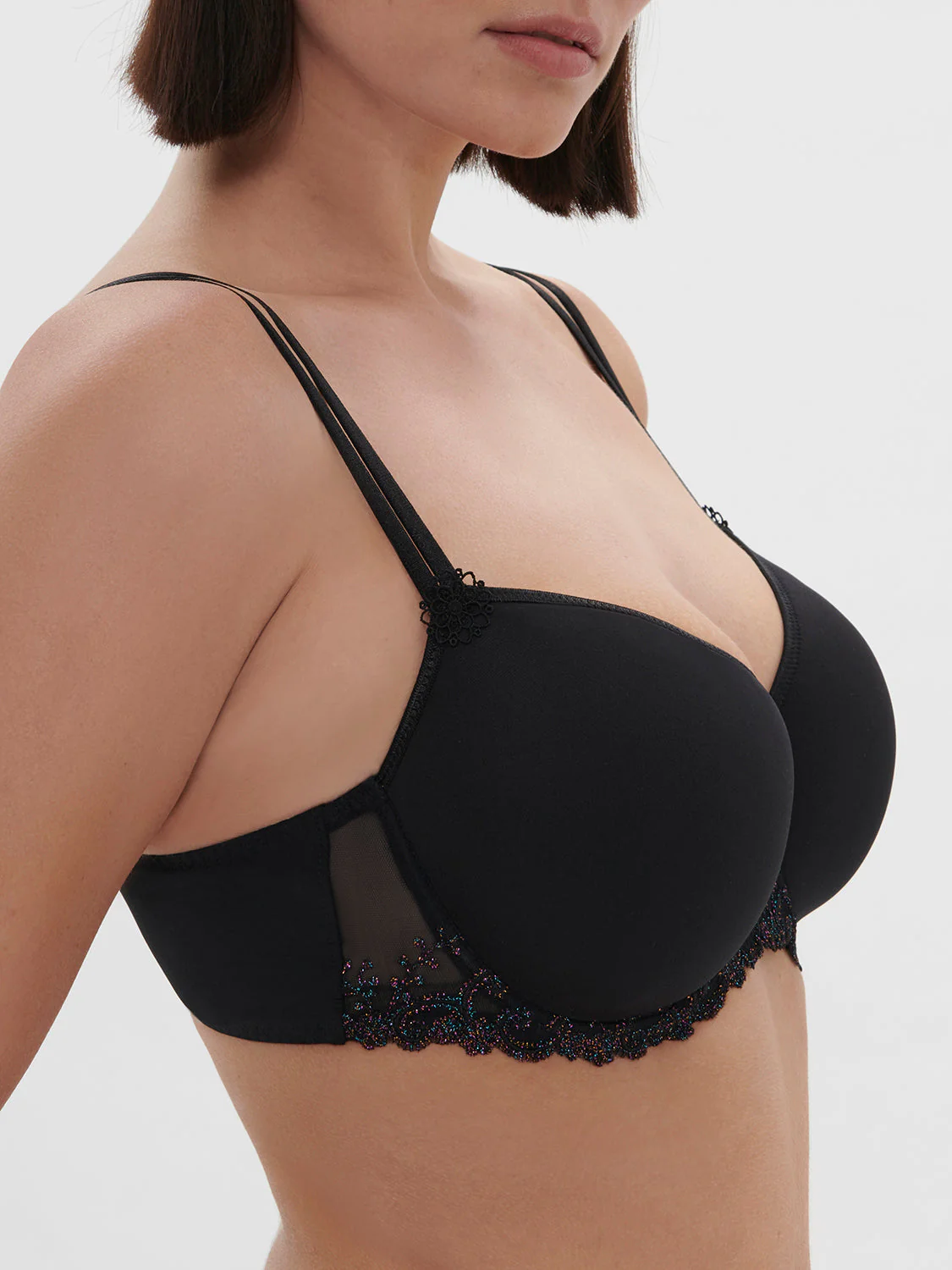 Squared neckline spacer bra - Gem Black - Image 6