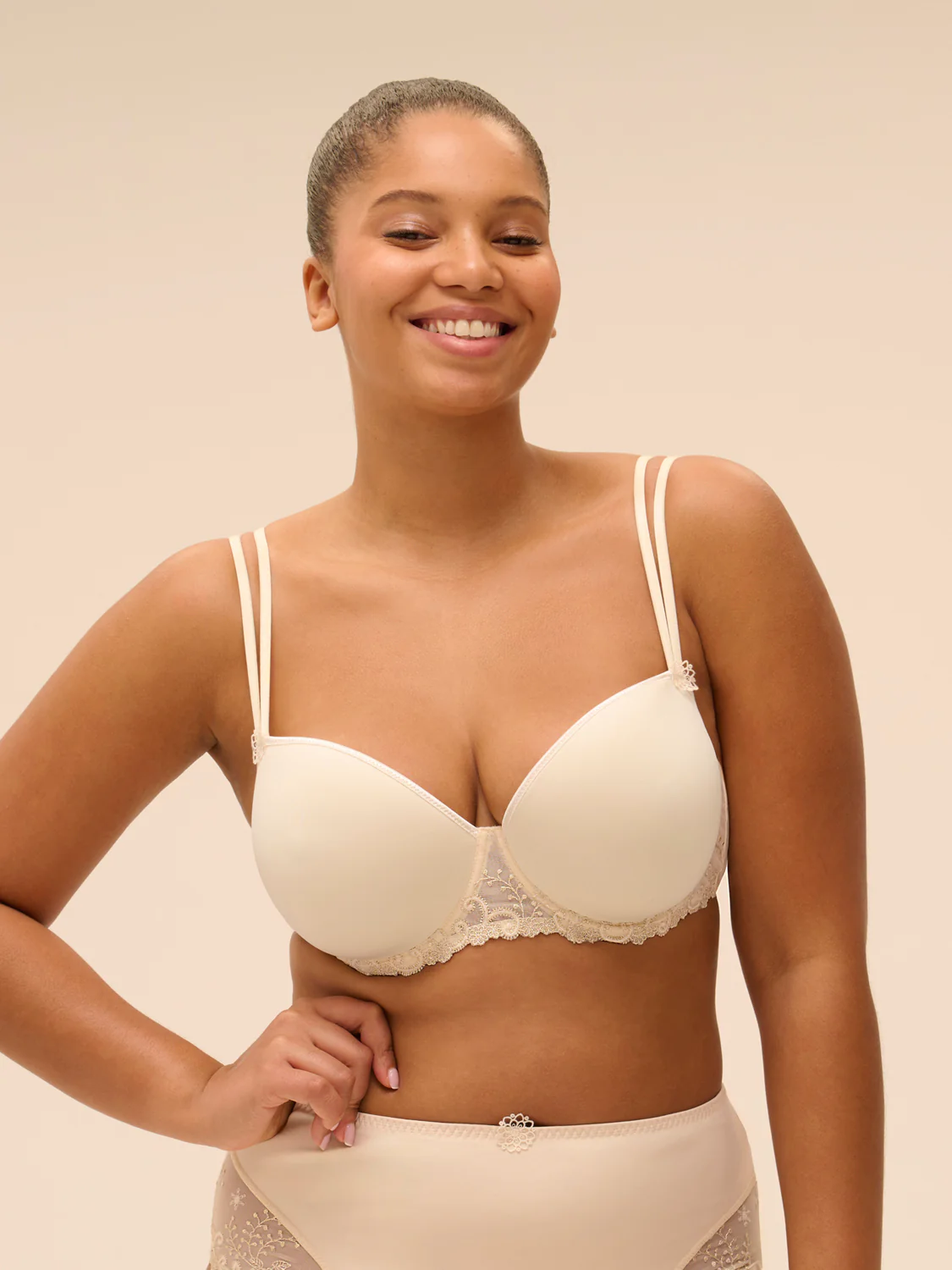 Squared neckline spacer bra - Topaz Beige - Image 7
