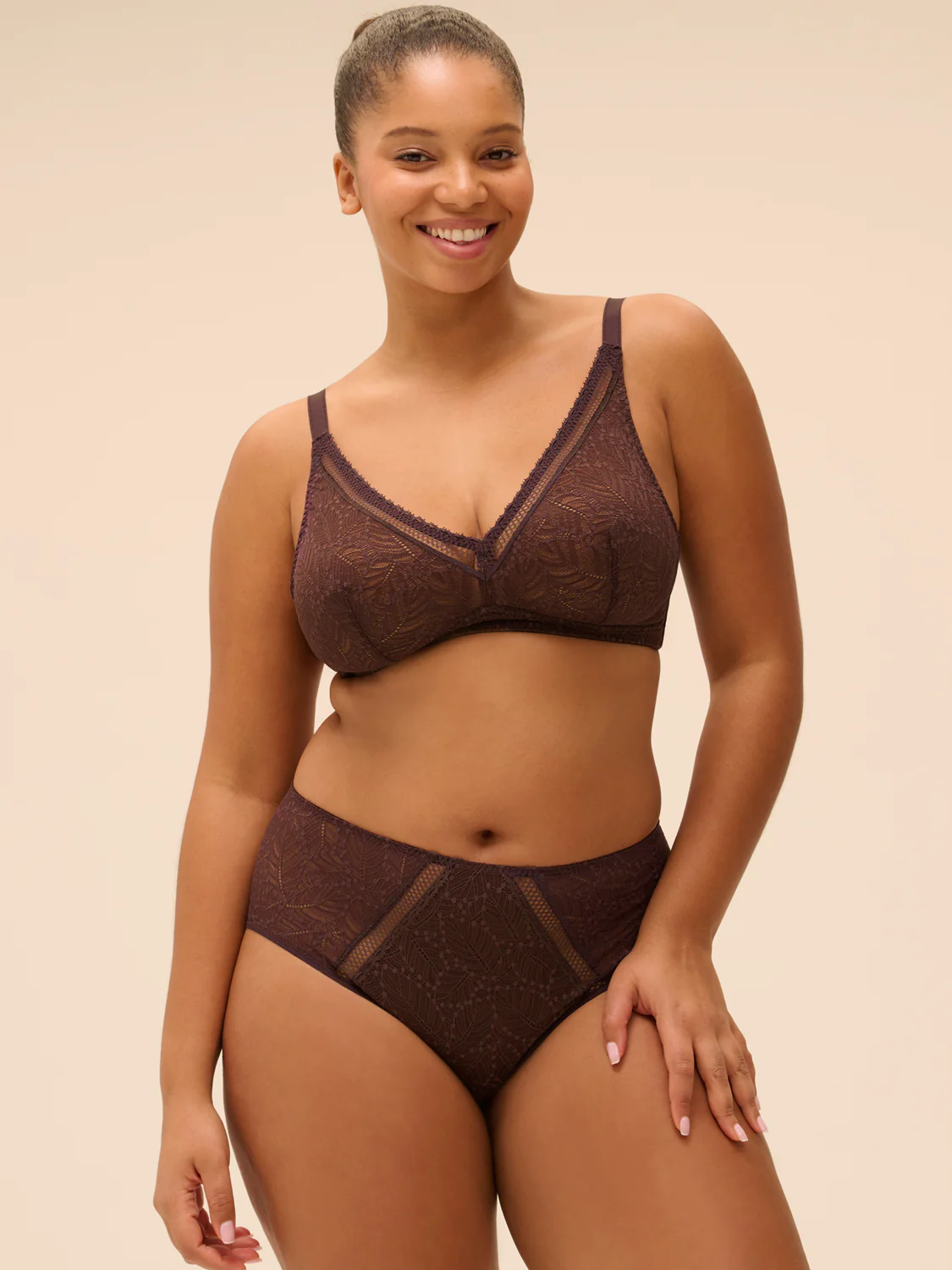 Structured wireless bra - Dark Brown - Image 10