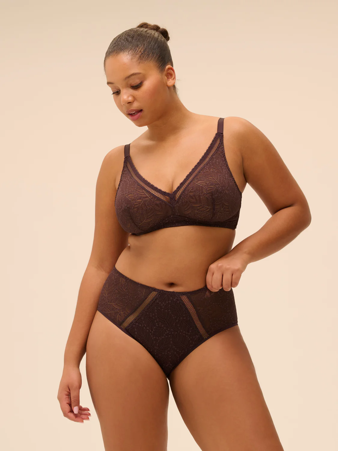 Structured wireless bra - Dark Brown - Image 11