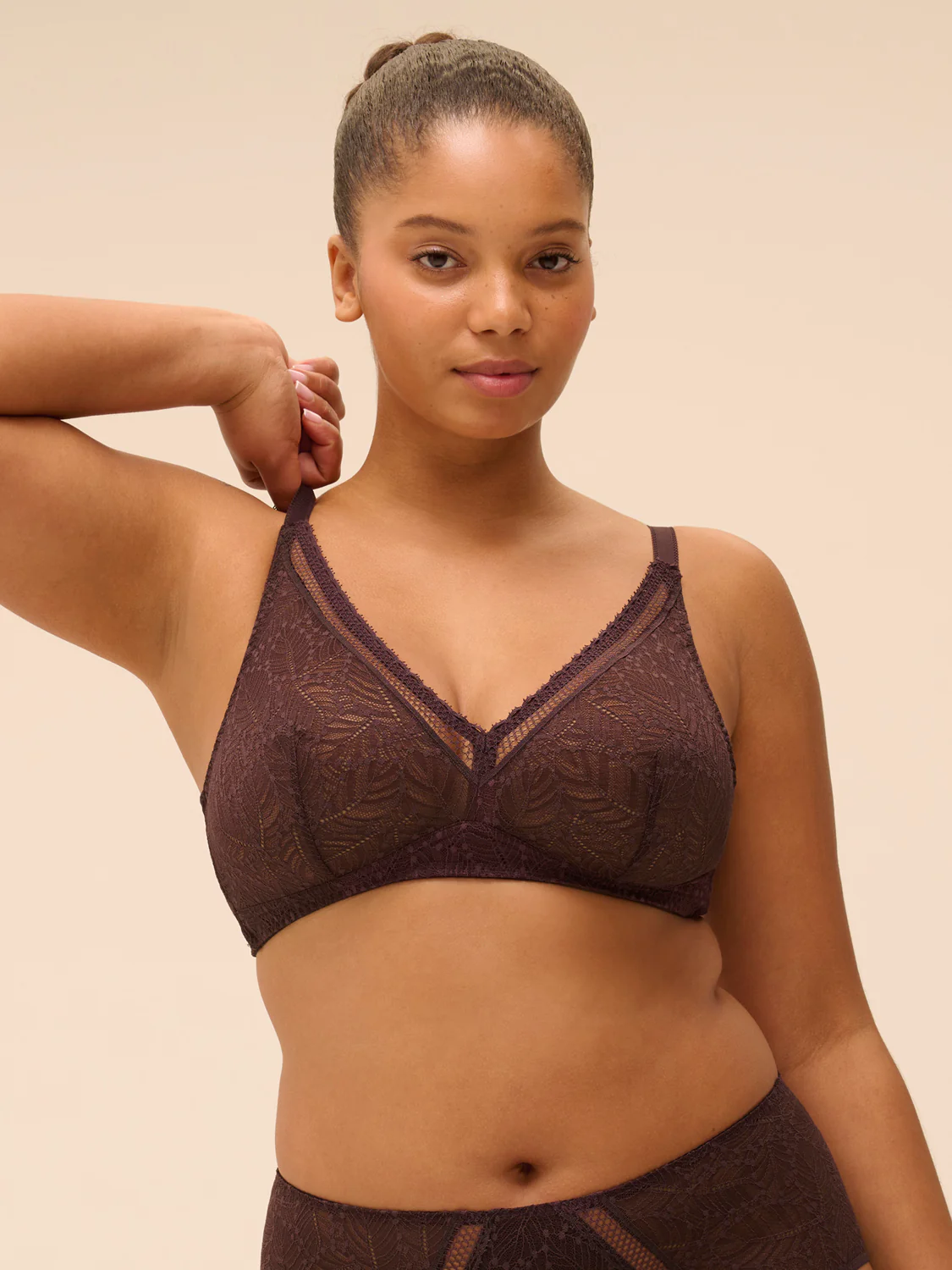 Structured wireless bra - Dark Brown - Image 7